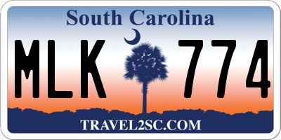 SC license plate MLK774