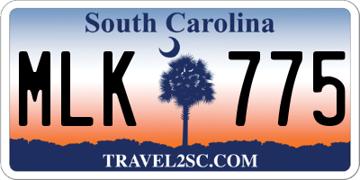 SC license plate MLK775