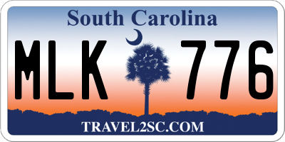 SC license plate MLK776