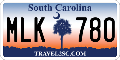 SC license plate MLK780