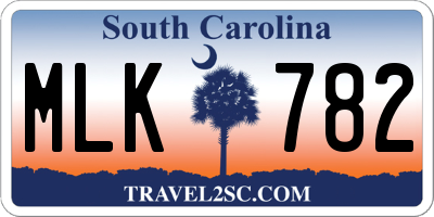 SC license plate MLK782