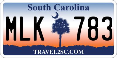 SC license plate MLK783