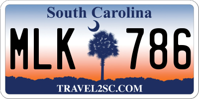 SC license plate MLK786