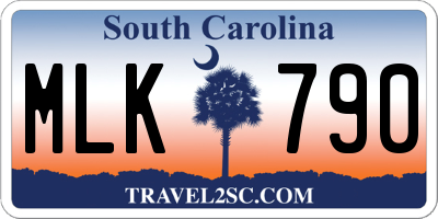 SC license plate MLK790