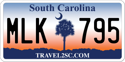 SC license plate MLK795