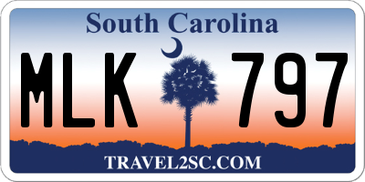 SC license plate MLK797