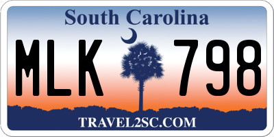 SC license plate MLK798