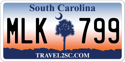SC license plate MLK799