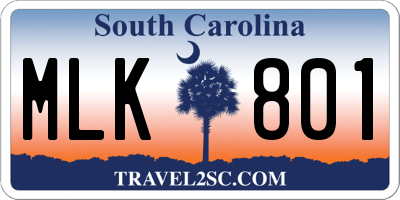 SC license plate MLK801