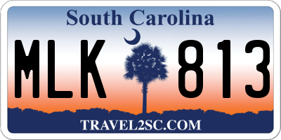 SC license plate MLK813