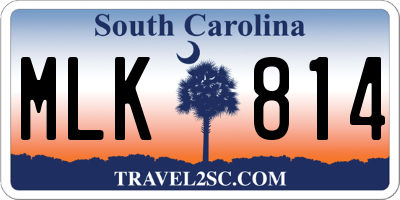 SC license plate MLK814