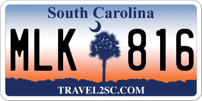 SC license plate MLK816
