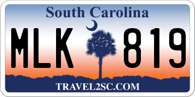 SC license plate MLK819
