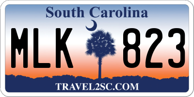 SC license plate MLK823