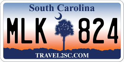 SC license plate MLK824