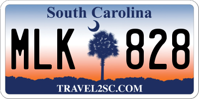 SC license plate MLK828