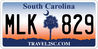 SC license plate MLK829