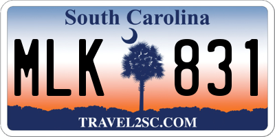 SC license plate MLK831
