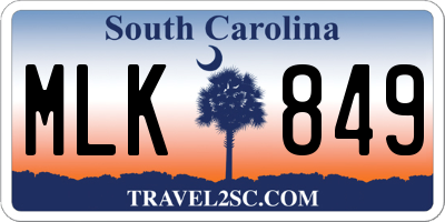 SC license plate MLK849