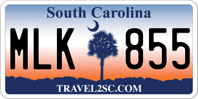 SC license plate MLK855