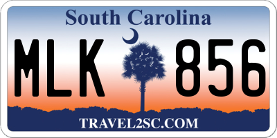 SC license plate MLK856
