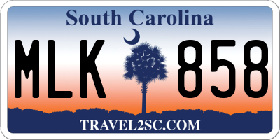 SC license plate MLK858