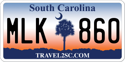 SC license plate MLK860