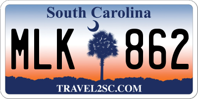 SC license plate MLK862