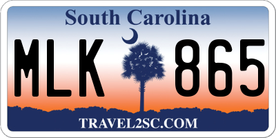 SC license plate MLK865