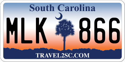 SC license plate MLK866