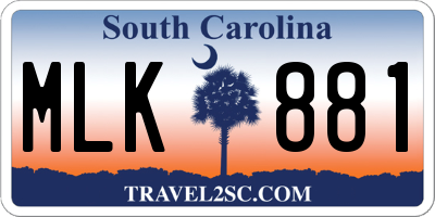 SC license plate MLK881