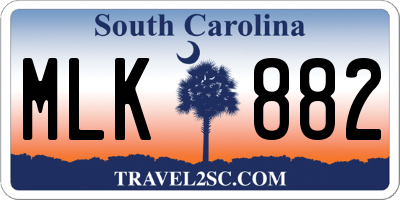SC license plate MLK882