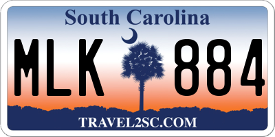 SC license plate MLK884