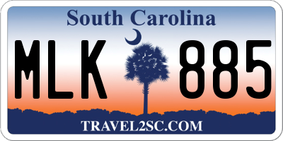 SC license plate MLK885
