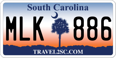 SC license plate MLK886