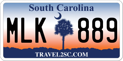 SC license plate MLK889