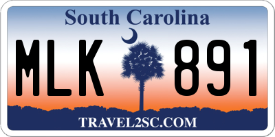 SC license plate MLK891