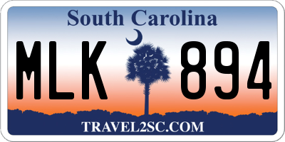 SC license plate MLK894