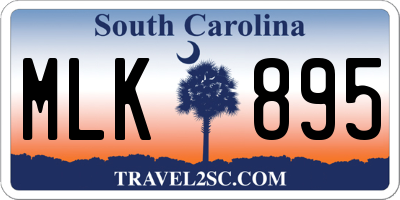 SC license plate MLK895