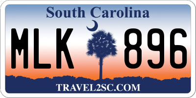 SC license plate MLK896