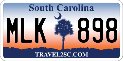 SC license plate MLK898