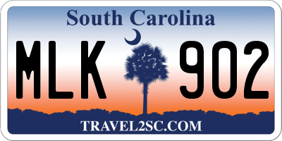 SC license plate MLK902