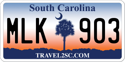 SC license plate MLK903