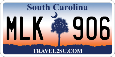 SC license plate MLK906