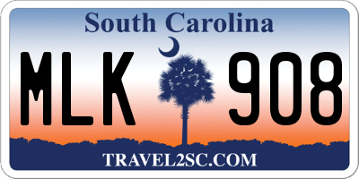 SC license plate MLK908