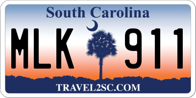 SC license plate MLK911