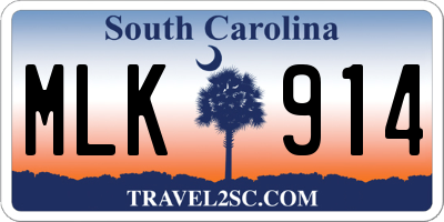 SC license plate MLK914