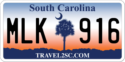 SC license plate MLK916