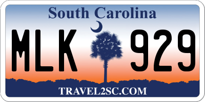 SC license plate MLK929