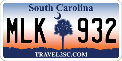 SC license plate MLK932